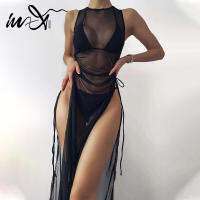 In-X Black 3 pieces set High neck swimwear female swimsuit cover-ups for women Skirts bikini Halter triangle bathing suit 2021