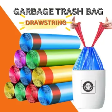5rolls/75pcs Drawstring Garbage Bag, Portable Garbage Bag