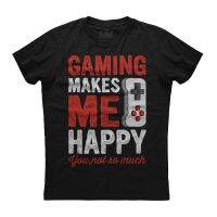 เล่นเกมทำให้ฉันมีความสุขตลก Gamer บุรุษสั้นฮิปฮอปผ้าฝ้ายเสื้อยืดผู้ชายลำลองชายแขนสั้นประเดิมท็อปส์ D Ropshipping ที่มีคุณภาพสูง