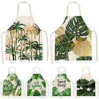 Green Tropical Palm pattern 53*65cm Cleaning Aprons Home Cooking Kitchen Apron Cook Wear Cotton Linen Pinafore Adult Bibs 46342