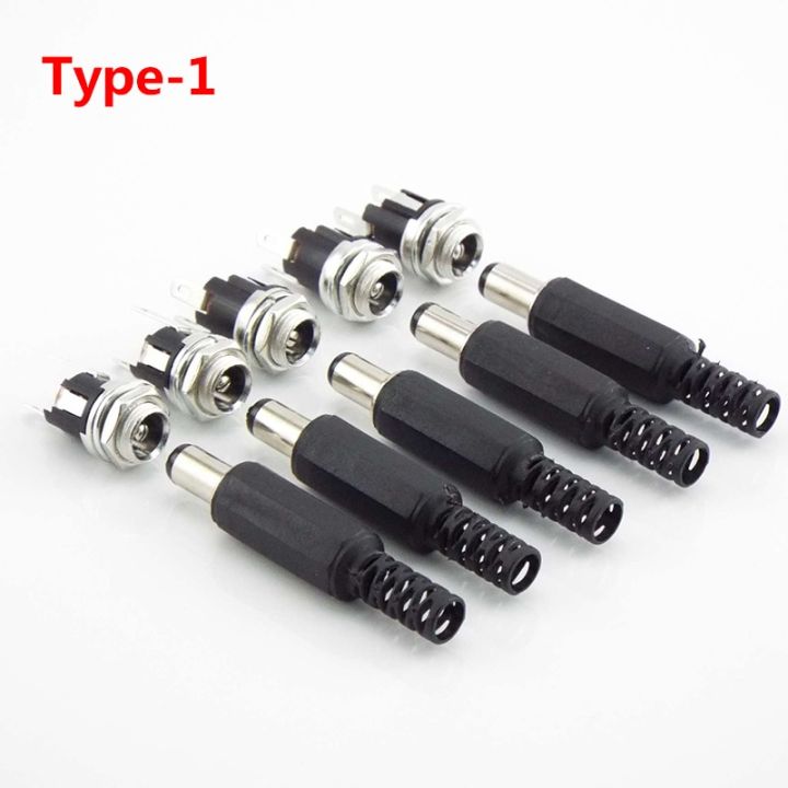 5pairs-12v-5-5-x-2-5-mm-plastic-male-plug-dc-power-socket-female-jack-screw-nut-panel-mount-connector-adapter-for-cctv-led-strip