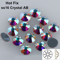 1440pcsLot, AAA Quality New Facted (8 big + 8 small) ss16 (3.8-4.0mm) Crystal AB Iron On Hotfix Rhinestones