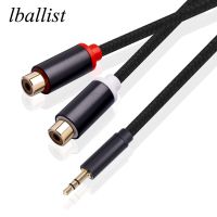 lballist Braided 30cm 3.5mm Stereo Aux Male to 2RCA Female Audio Converter Cable Foil+Braided Shielded Cables