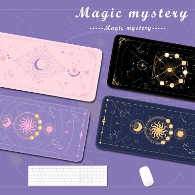 Magic Moon Star สีม่วงขนาดใหญ่ Kawaii Girls Gaming Mouse Pad แผ่นรองโต๊ะน่ารักกันน้ำกันลื่นอุปกรณ์เสริมสำหรับโต๊ะแล็ปท็อป