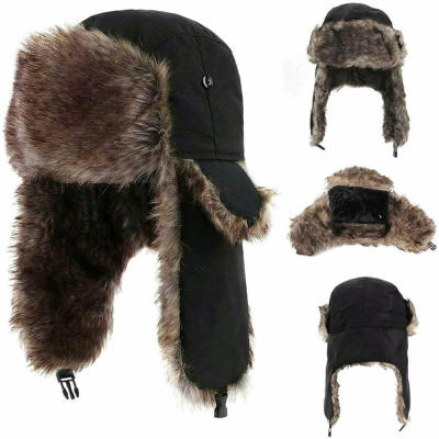 Mens Winter Trapper Aviator Trooper Earflap Warm Russian Waterproof Ski Hat Bomber Cap  Russian Warm Ear Protectors Hats Power Points  Switches Saver