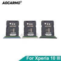 Aocarmo Mark3 X10III Sony Xperia 10 III ช่องใส่ซิมกระเป๋าเก็บบัตรถาดใส่ซิมคู่พร้อมปลั๊กฝุ่นชิ้นส่วนที่เปลี่ยนฝาครอบ