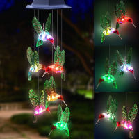 Solar Light Outdoor Powered LED Wind Chime IP65 Waterproof Butterfly Hummingbird Lawn Lamps For Garden Yard Decoration