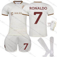 Al-Nassrs FCS สำหรับ2223ของเด็กผู้ใหญ่สองเสื้อแข่งฟุตบอลสีขาว Cristianos Ronaldos Jersey No. 7สูทกับถุงเท้า Sedi League 0000