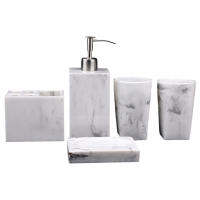 Bathroom Accessories Set 5Pcs Toothbrush Holder Liquid Soap Dispenser, Chinese Ink and Wash Style