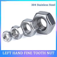 ✉™◊ Left Hand Thread Hex Nut Fine Tooth 304 Stainless Steel Reverse Thread Nut M8 M10 M12 M14 M16 M18 M20 M22 M24 Left Tooth Nuts