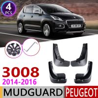 คุ้มค่าที่ซื้อ4ชิ้นแผ่นบังโคลนหน้าหลังรถสำหรับ Peugeot 3008 2014 2015 2016 MK1บังโคลนสาดอุปกรณ์ยางบังโคลน