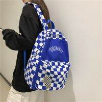 【hot seller】 Klein blue checkerboard high-capacity couples backpack male bump female high school students bags