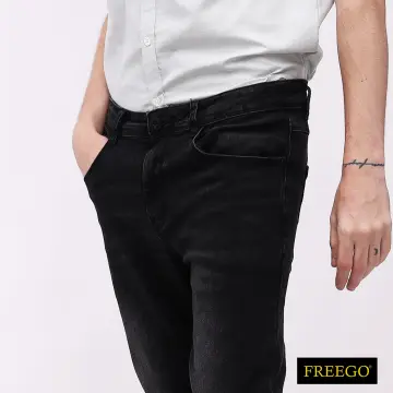 Buy Freego Mens Denim Long Pants Slim Tapered Fit Stretch 2024