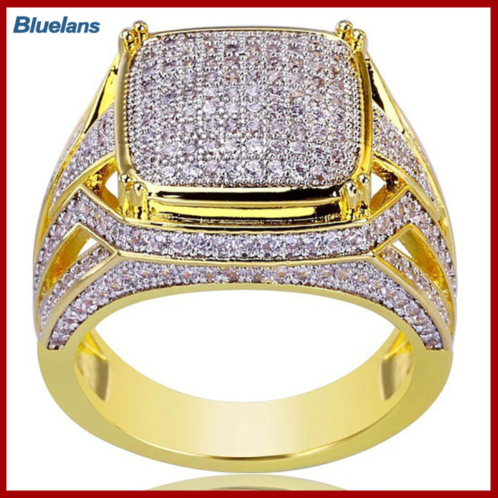Bluelans®แหวนเจ้าบ่าวเครื่องประดับระยิบงานหมั้นงานแต่งผู้หญิงผู้ชาย