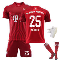 NO.9 Robert Lewandowskis ผู้ใหญ่เด็กเสื้อยืดแขนสั้นกางเกงขาสั้น2122 FC Bayern Munchens Red Home Kit NO.25 Thomas Müllers NO.10 Leroy Sanés เสื้อฟุตบอล