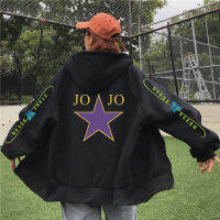 เสื้อฮู้ดโจโจ้ล่าข้ามศตวรรษของ JoJo,เสื้อฮู้ดทรงหลวมพิมพ์ลายสไตล์คอสเพลย์สำหรับทุกเพศฤดูใบไม้ผลิฤดูใบไม้ร่วง