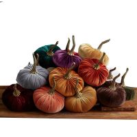 Wholesale pumpkin velvet bags halloween pumpkins decor fall thanksgiving decorations table centerpiece decoration