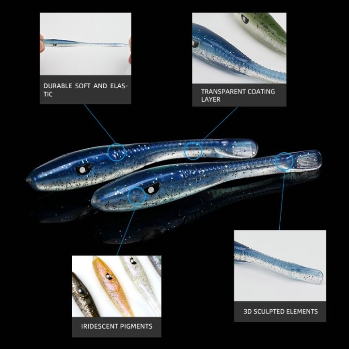 hot-blux-eel-80mm-8pcs-bag-soft-fishing-seabass-artificial-bait-silicone-worm-shad-needfish-saltwater-bass-tackle