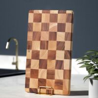 เขียงสี่เหลี่ยมผืนผ้า End Grain Butcher Block เขียงในครัว Chess Acacia Wood Solid Sturdy Wooden Gift