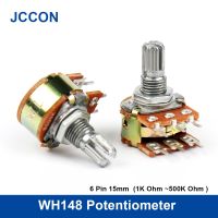 5Pcs WH148 1K 2K 5K 10K 20K 50K 100K 500K Ohm 6 Pin 15mm Shaft Amplifier Dual Stereo Potentiometer