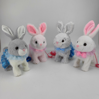 [COD] ของเล่นตุ๊กตากระต่ายร้องเพลงเดินสายจูงของเล่นเด็กของขวัญตุ๊กตากระต่าย