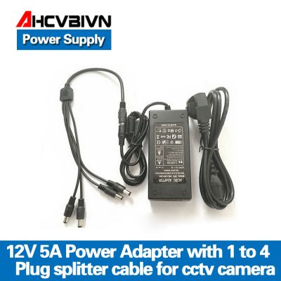 AHCVBIVN 12V 5A 1to 4 Port plug splitter cable CCTV Camera AC Adapter Power Supply Box For the CCTV Security Camera