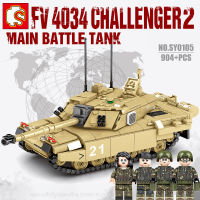 บล็อกตัวต่อรถถังทหาร FV 4034 CHALLENGER2 TANK พร้อมมินิฟิกเกอร์ 4 ตัว SEMBO BLOCK SY0105 จำนวน 904 ชิ้น