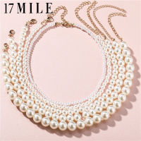 17MILE Vintage Pearl Choker สร้อยคอสำหรับแฟชั่นสำหรับผู้หญิงฤดูร้อนสีขาว Pearl จี้เหรียญสร้อยคอ2021 Trend Elegant เครื่องประดับงานแต่งงาน