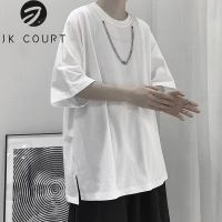 JK Court เสื้อยืดแขนสั้นผู้ชาย,หลวมสีทึบลำลองใหม่ฤดูร้อน