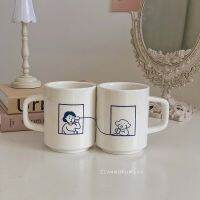 ♣ Lovely healing ins couples ceramic mug of milk coffee cup girl dogs cartoon cup for breakfast