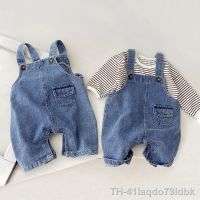 ✖ Macacão infantil jeans azul camisa listrada roupas para recém-nascidos menino e menina macacão bebê outono primavera