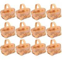 24Pcs Wood Chip Mini Baskets Manual Woven Baskets Ornaments Candy Storage Box