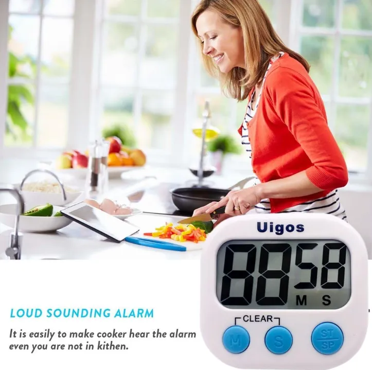 4PCS Digital Kitchen Timer & Stopwatch, Large LCD Display Digits Battery  Powered Magnetic Countdown Timers with Loud Alarm, Magnetic Stand for