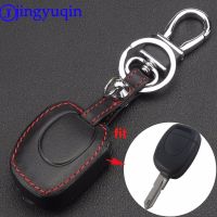 wenminr jingyuqin Remote 1 Button Car Key Cover Case Leather For RENAULT Twingo Clio Kangoo Master 1 Button NO Chip Keyless Entry Fob