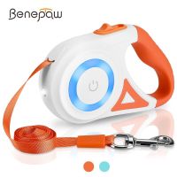 Benepaw สายจูงสุนัข Led แบบยืดหดได้3M/5ม. สายจูงสายจูงสุนัขแข็งแรงไม่พันกันสำหรับสุนัขพันธุ์เล็กกลางใหญ่