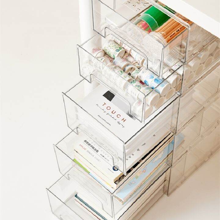 drawer-type-stationery-box-acrylic-clear-cosmetics-sundries-snacks-sorting-box-student-desktop-sticky-tape-memo-pad-organizer