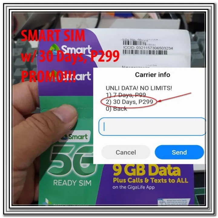 TNT Talk Text / Smart 5G Sim Simcard Card w/ 30 Days 30Days 299 Unli ...