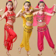 Kids Girls Belly Dance Halter Top Pants Costume Set Halloween Outfit with