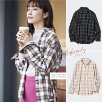 เสื้อเชิ้ต ลายสก็อต ผ้านิ่ม ใส่สบาย ยูนิqlo Soft Brushed Long Sleeve Shirt แท้? *งานตัดป้าย*