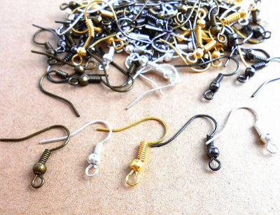 Wholesale DIY 100pcs Jewelry Making Findings  Earring Hook Coil Ear Wire