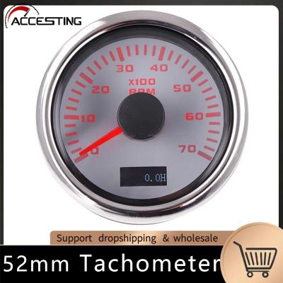 52มิลลิเมตร Hourmeter T Achometer 7000รอบต่อนาทีเรือเคาน์เตอร์ Tacho Meter G Auge สำหรับเรือทะเลรถที่มีแสงไฟสีแดง
