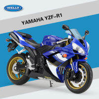 WELLY 110ยามาฮ่า YZF-R1อัลลอยแข่งรถจักรยานยนต์จำลองล้อแม็กรถจักรยานยนต์รุ่นโช้คอัพคอลเลกชันรถของเล่นเด็กของขวัญ