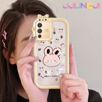 Jjlingji เคสสำหรับ VIVO V23 5G S12 5G V23i 5G ลายการ์ตูนกระต่ายน่ารักสร้างสรรค์สีสันน่ารักสัตว์ประหลาดน้อยเลนส์กล้องถ่ายรูปแบบนิ่มซิลิโคนโปร่งใสเคสกันกระแทกแบบใสง่าย