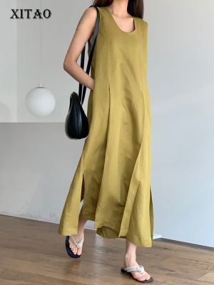 XITAO Dress Loose Casual Simplicity Sleeveless Tanks Dress