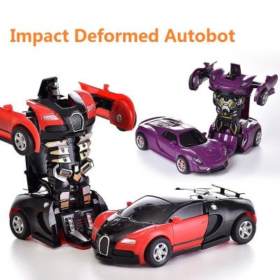 Childrens Deformation Vehicle Toys Deformation Vehicle Collision Inertia Car Toy One Click Transformation Robot Cars Toys