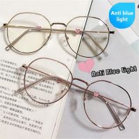 New Anti-Blue Light Glasses Metal Thin Round Frame Heart Design Fashion Eyeglasses Eyes Protection For Girls Computer Spectacles