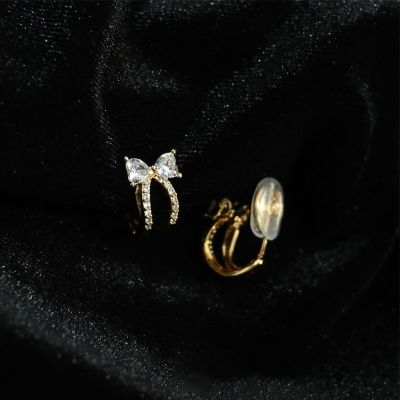 [COD] coil ear clip female no pierced bowknot earrings studded diamond super zircon high-end girls