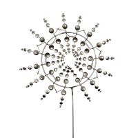 Creative Unique Metal Windmill Geometric Pattern Wind Spinner Catcher Kinetic Chimes with Stake Ornament Garden Decor