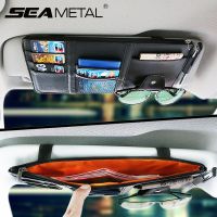 Car Sun Visor Organizer Pocket Leather Sunshade Clip Storage Bags Card Glassed Pen Clip Cash Holder for Auto Stowing Tidying