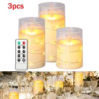 3Pcs Flameless Led Candle Light With Remote Battery Powered Electronic Candle Lamp Christmas Party Birthday Wedding Home Decor